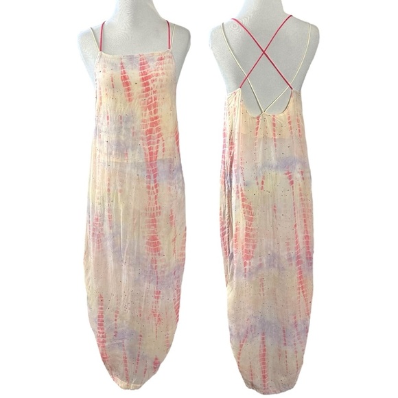 Free People Bohemian Beach Maxi Top Tie Dye Festival Fairy Spring Summer Small - Picture 8 of 15